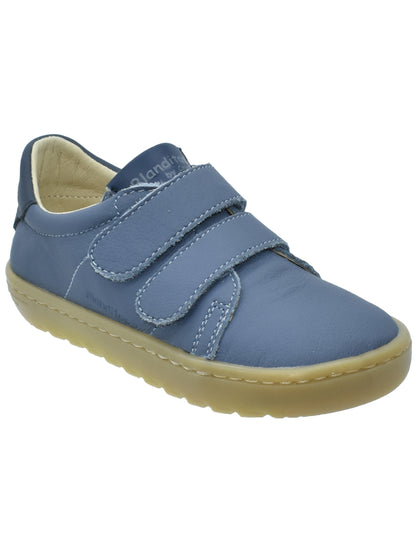 Zapato Barefoot Unisex Deportivo Piel Dos Velcros Azul -Blanditos
