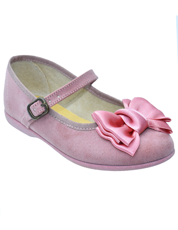 Merceditas Pekis Serra Rosa con Hebilla Moño para Niña