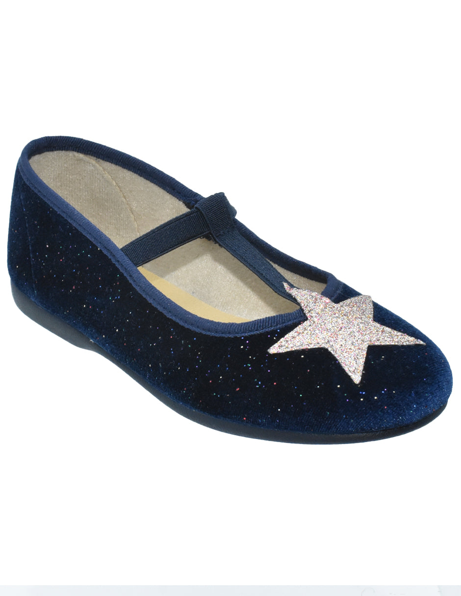 Zapato Niña/Resorte Estrella/V Azul -Pekis