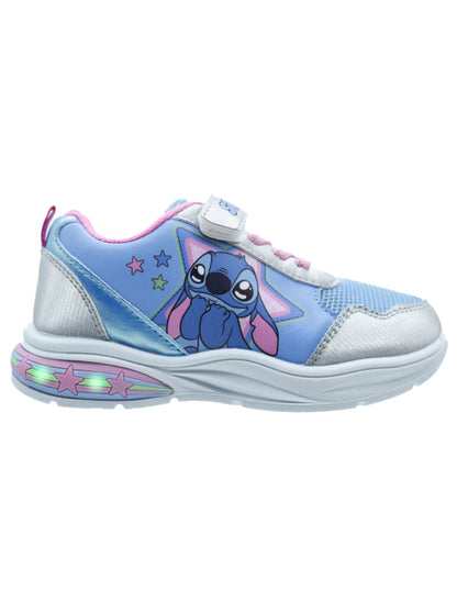 Tenis Georgie Boy Plateados Diseño Stitch con Luces y Estrellas para Niña