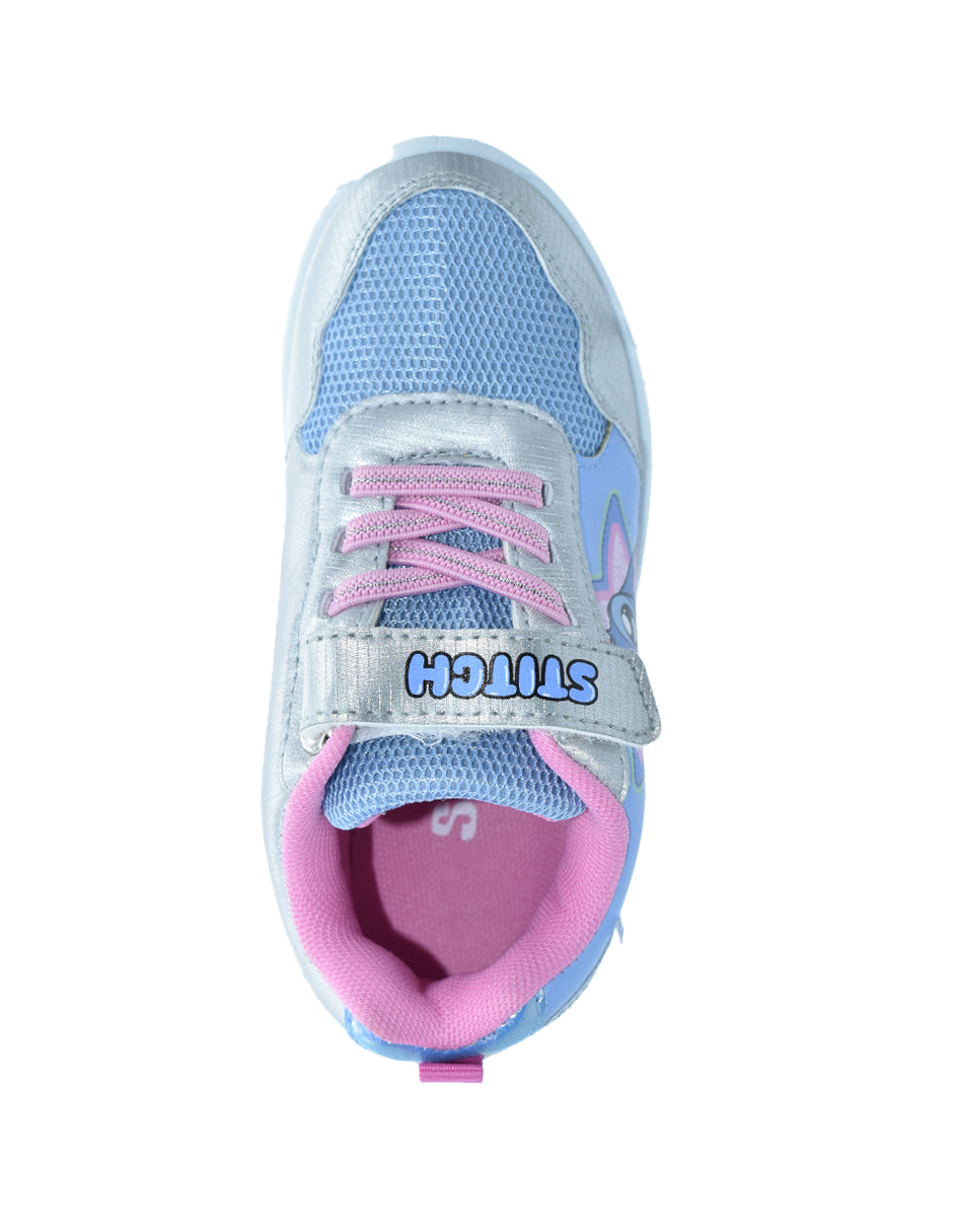 Tenis Georgie Boy Plateados Diseño Stitch con Luces y Estrellas para Niña