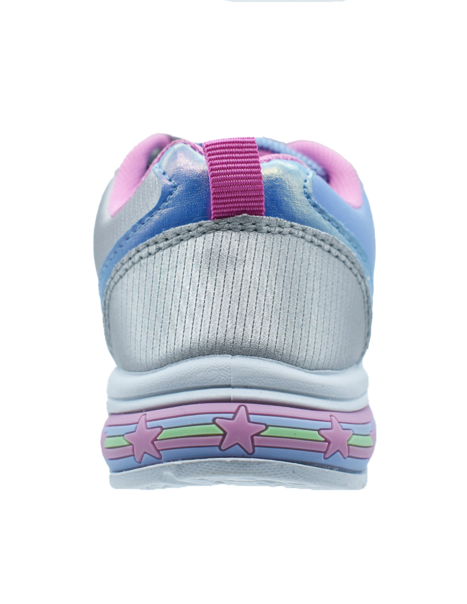 Tenis Georgie Boy Plateados Diseño Stitch con Luces y Estrellas para Niña