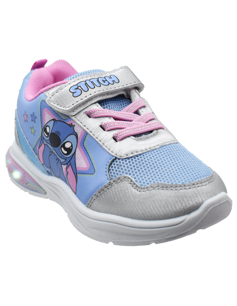 Tenis Georgie Boy Plateados Diseño Stitch con Luces y Estrellas para Niña