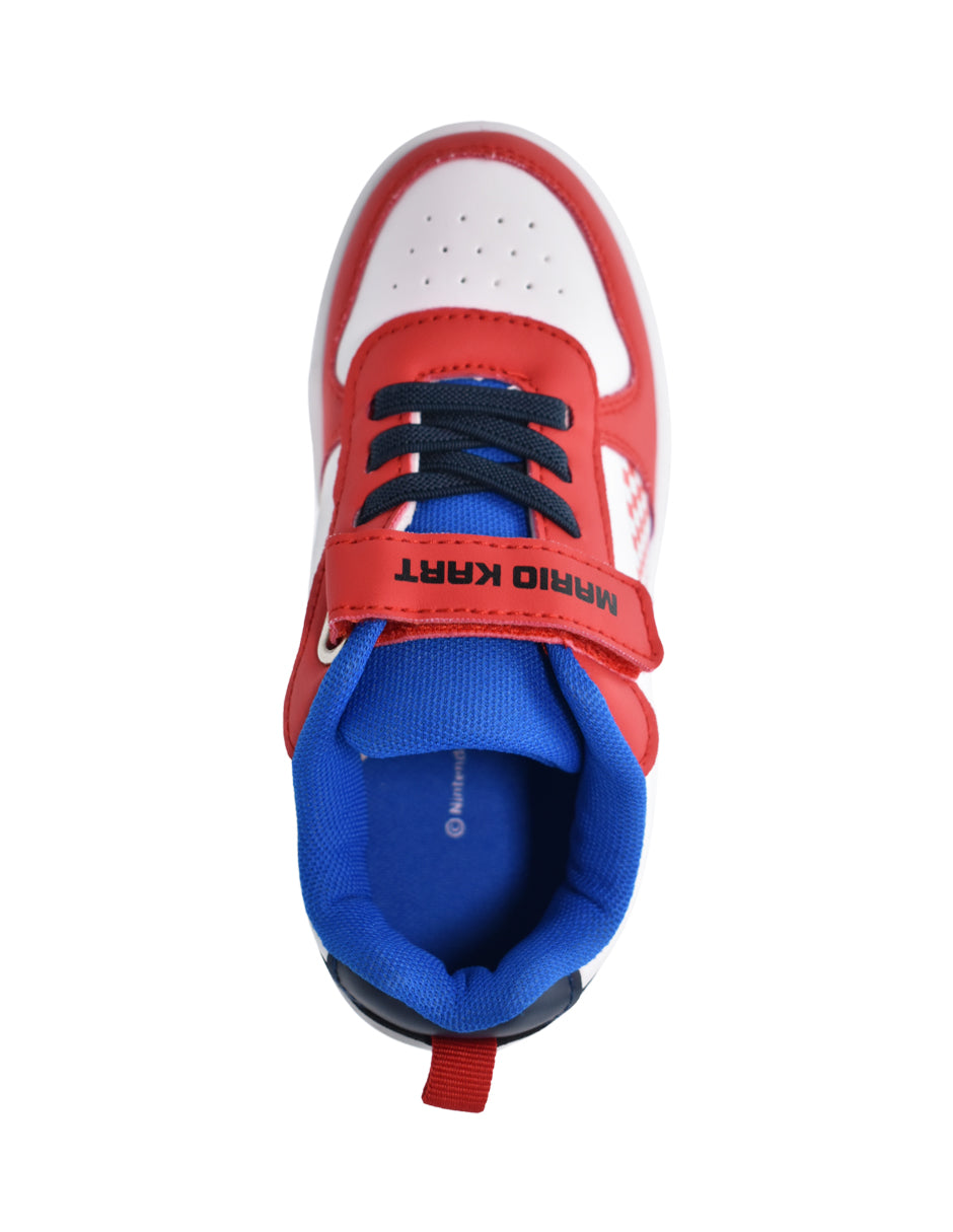 Tenis Niño Mario Kart Blanco con Rojo y Luces LED- GEORGIE BOY