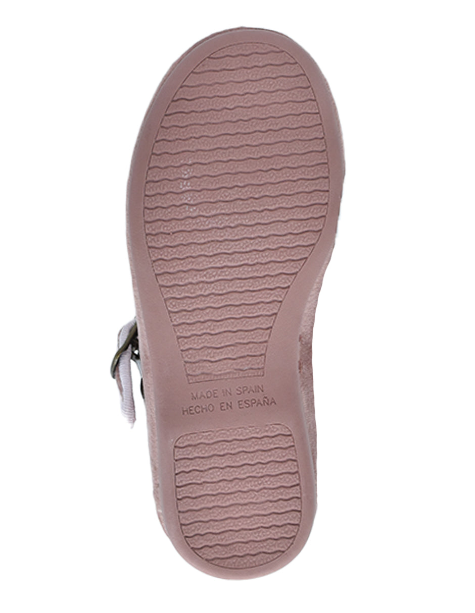 Zapato Niña/ Mercedes Hebilla/ Rosa -Tokolate