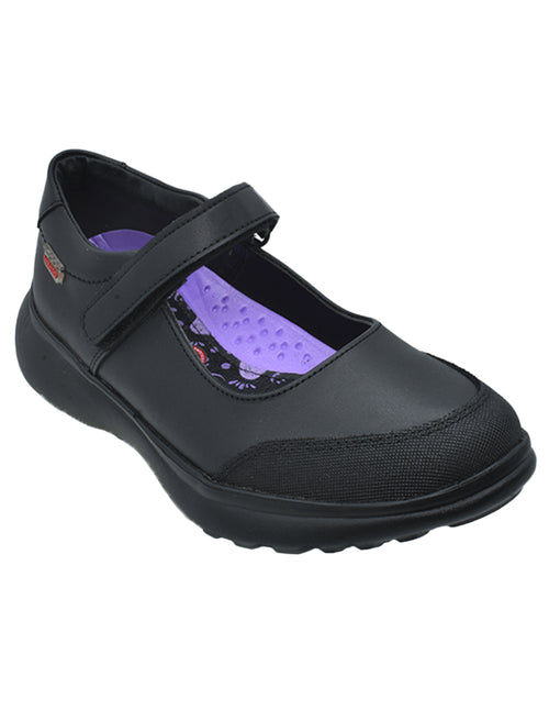 Zapato Escolar Vavito Negro Con Velcro para Niña