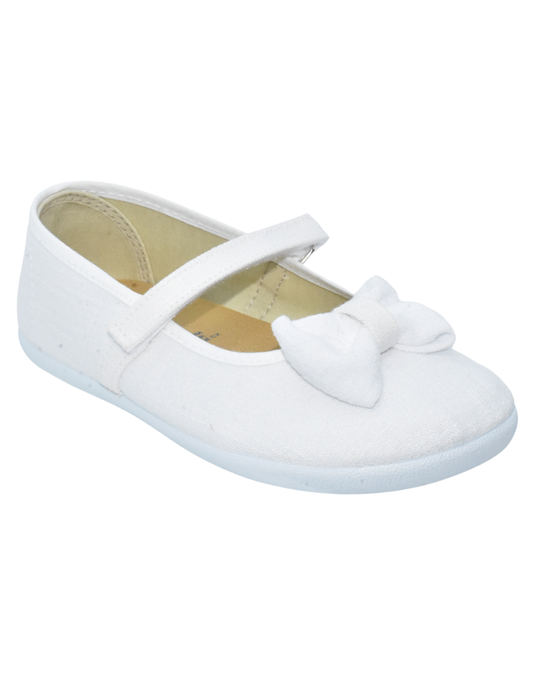 Zapato de Salón Pekis Blancos con Moño para Niña
