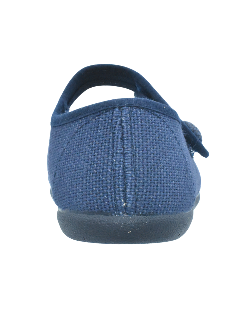 Merceditas Pekis Boton Lino Con Velcro Azul Marinos para Niña
