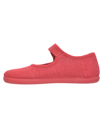 Merceditas Pekis Boton Lino Con Velcro Rojos para Niña