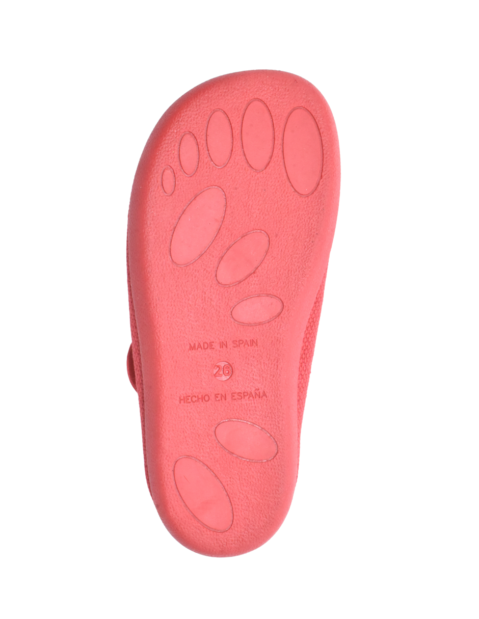 Merceditas Pekis Boton Lino Con Velcro Rojos para Niña