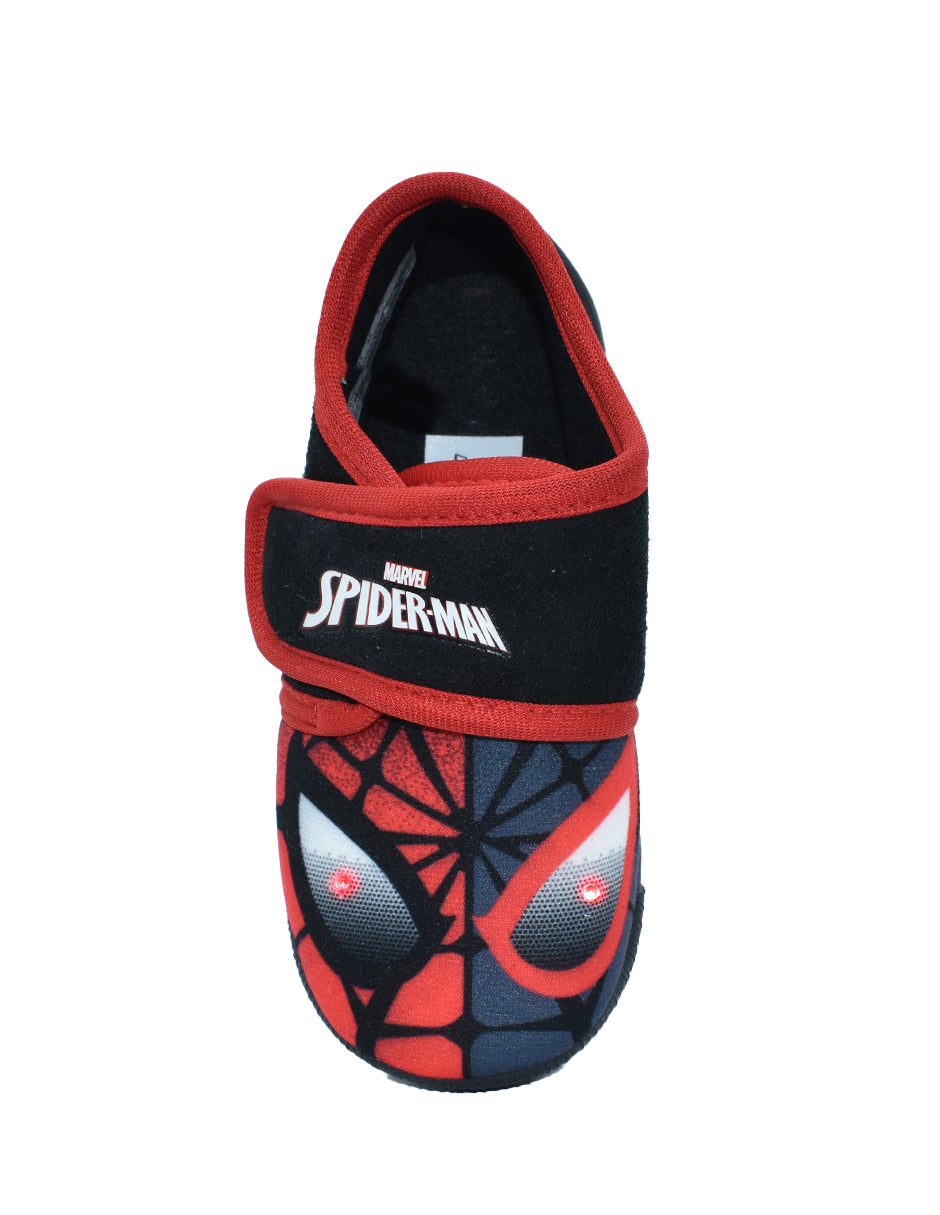 Pantufla Georgie Boy Rojo Negro Diseño Spiderman con Luces para Niño