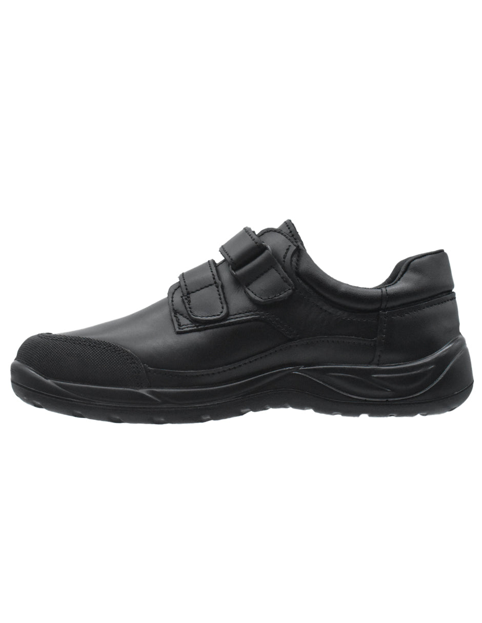 Zapatos Escolar Coqueta Negros con Dos Velcros para Niño