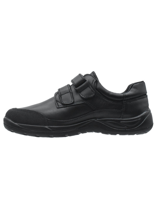 Zapatos Escolar Coqueta Negros con Dos Velcros para Niño