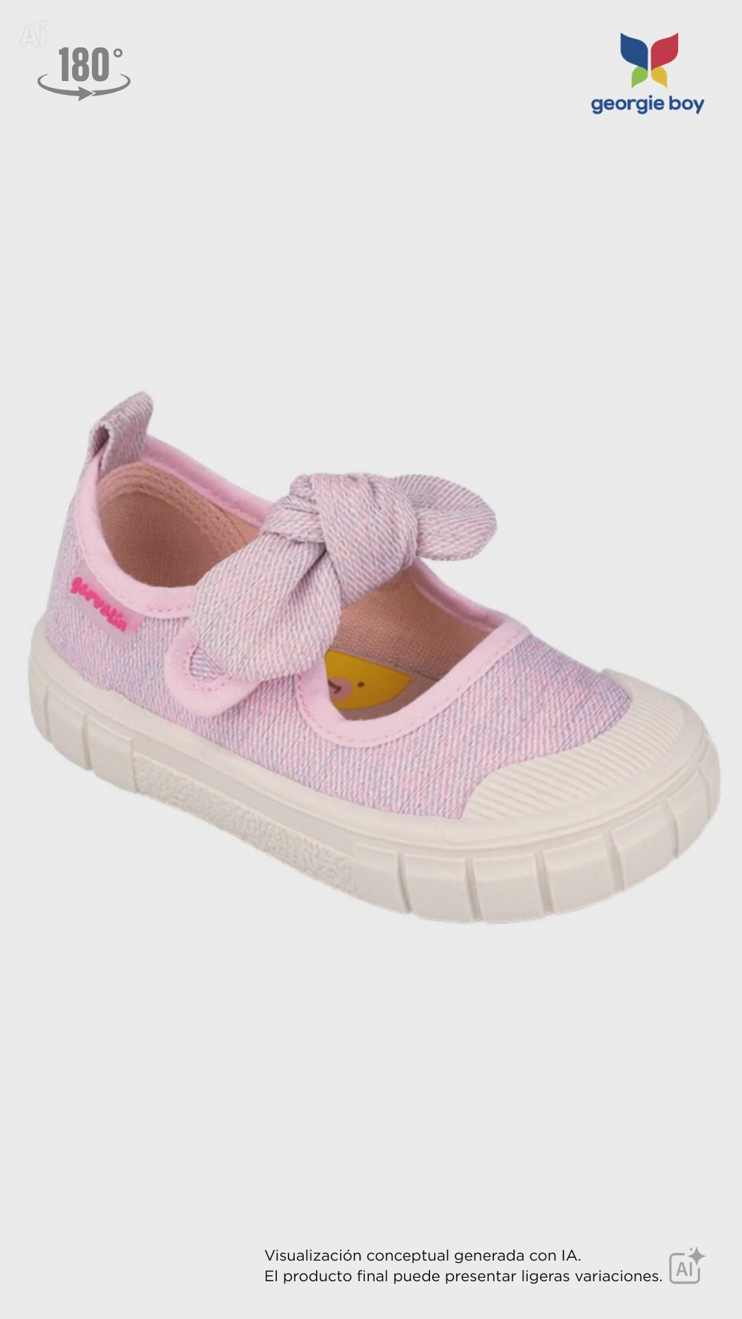 Merceditas Garvalin en Lona Rosa con Moño para Niña