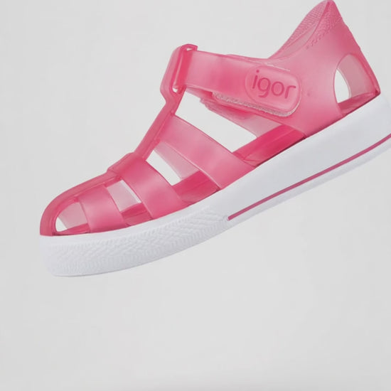 Sandalia Igor Tiras Con Velcro Fucsias para Niña