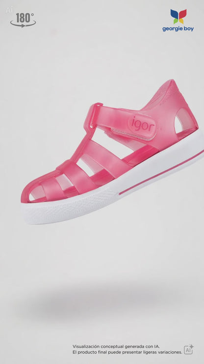 Sandalia Igor Tiras Con Velcro Fucsias para Niña