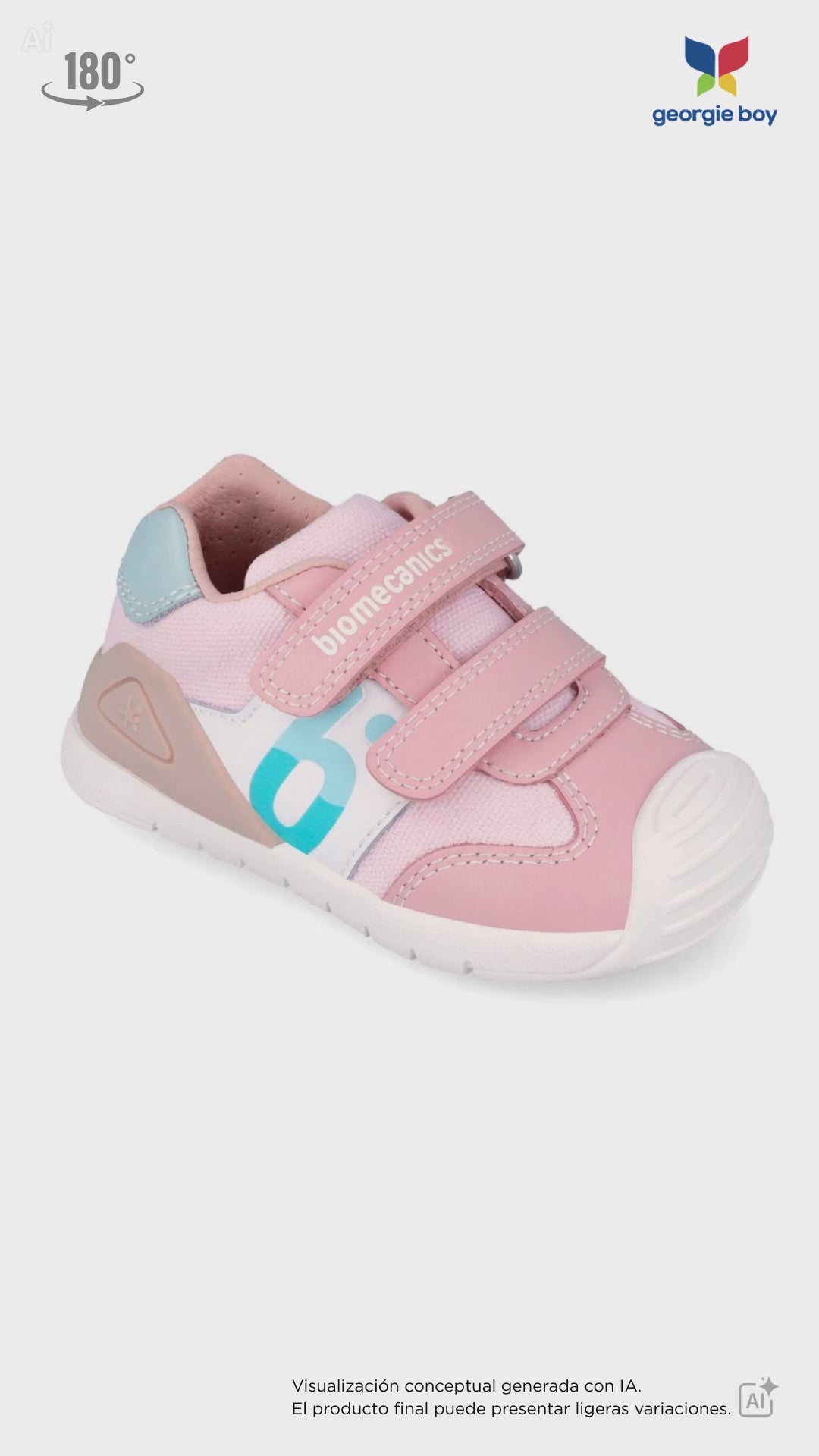 Zapato Biomecanics Rosa Velcro Doble B para Bebé