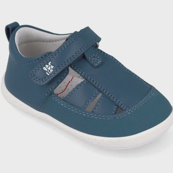 Sandalia Barefoot Garvalin Con Velcro Petrol para Niño