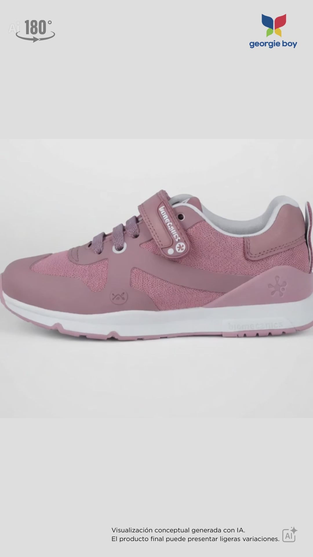 Zapato Deportivo Biomecanics Malva con Velcro/Resorte para Niña