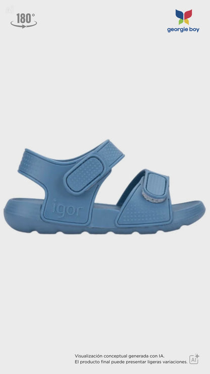 Sandalia Igor con Dos Velcros Azul para Niño