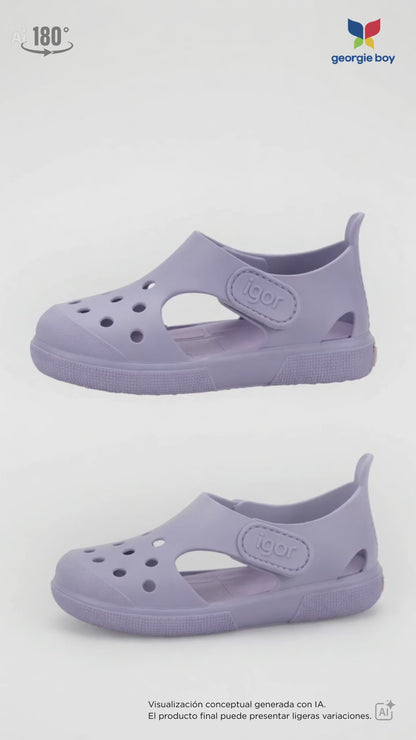Sandalia Igor Sport Con Velcro Malvas para Niña