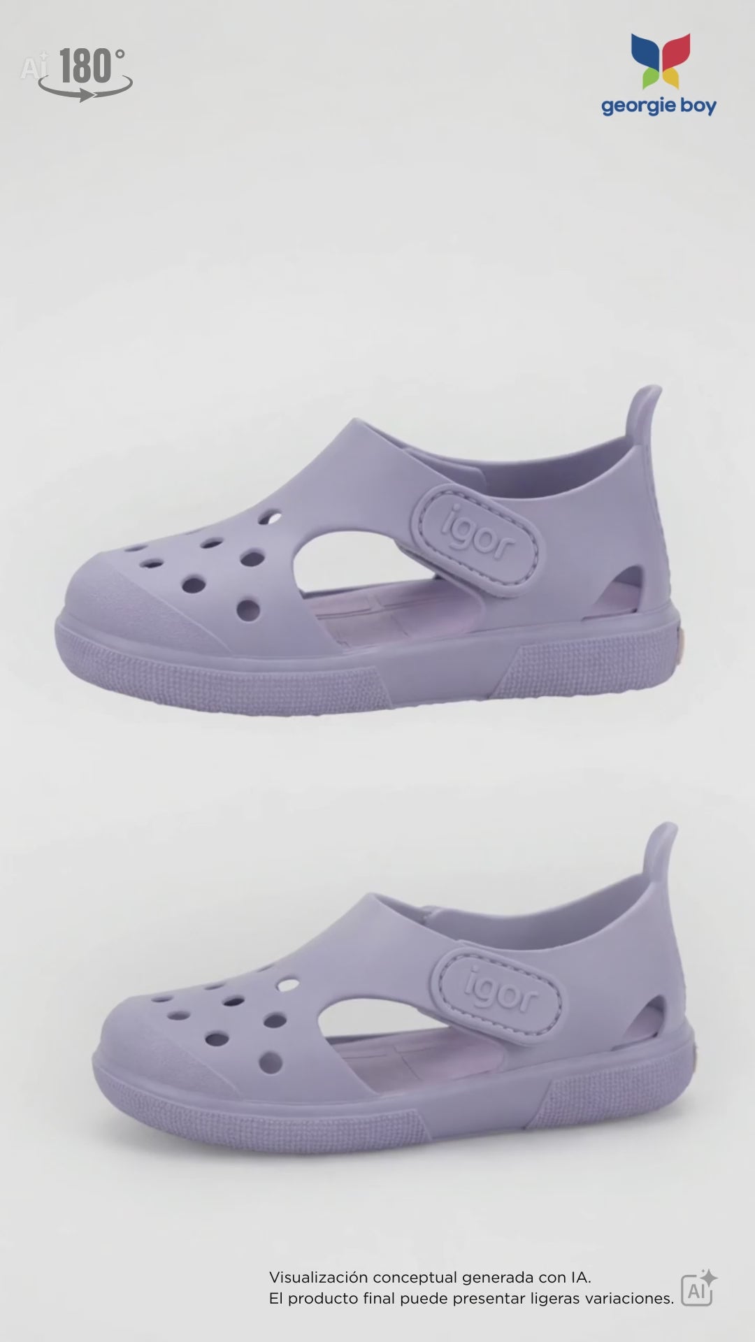 Sandalia Igor Sport Con Velcro Malvas para Niña