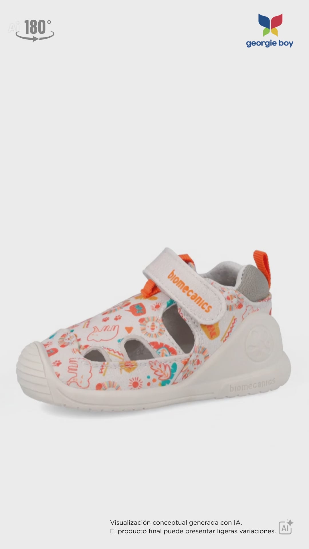 Sandalia Biomecanics Beige con Pique Estampada para Bebé