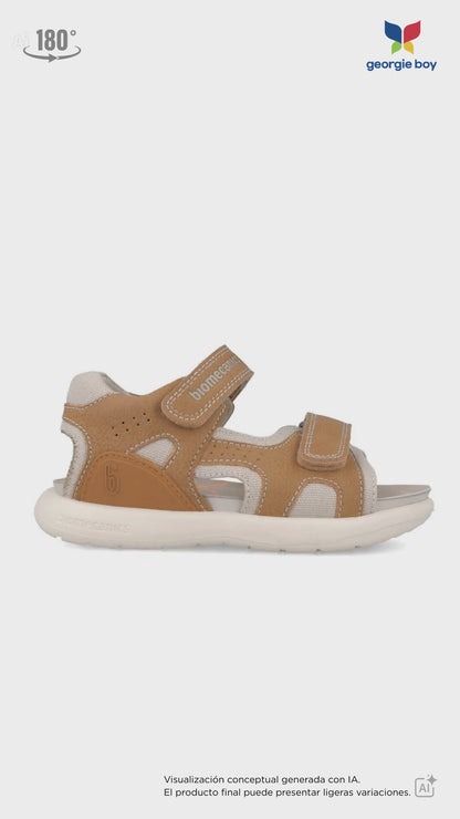 Sandalia Biomecanics Natural Descubierta con Velcros para Niño