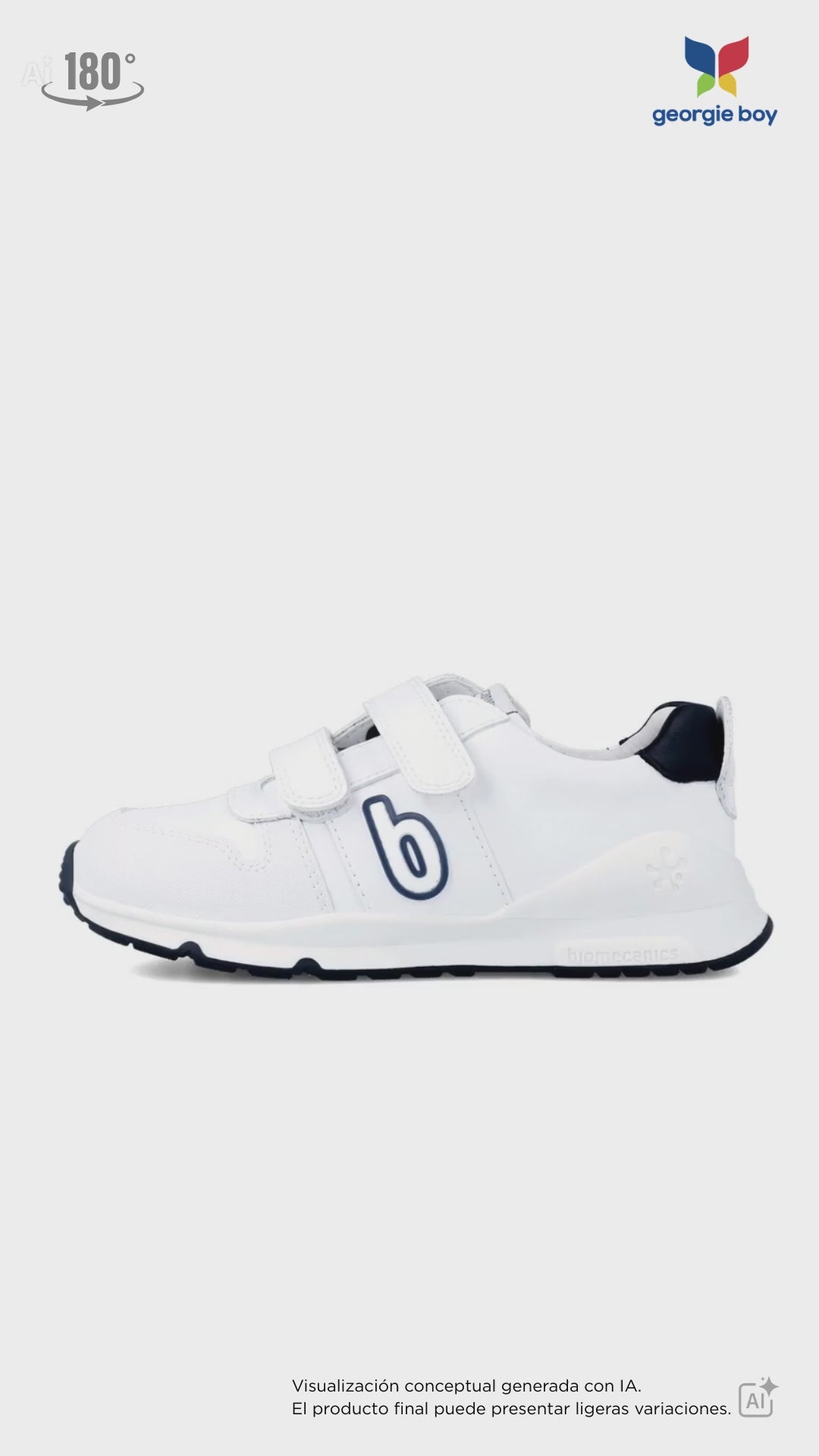 Zapato  Biomecanics Blanco-Azul con Dos Velcros Unisex
