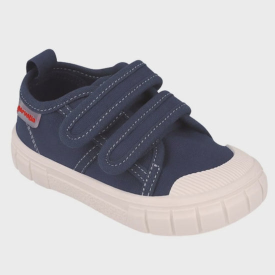 Zapato Garvalin Lona Dos Velcros Azules para Niño