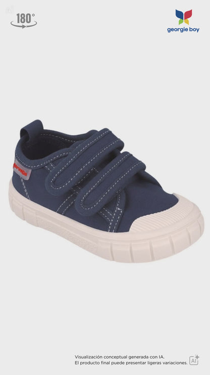 Zapato Garvalin Lona Dos Velcros Azules para Niño