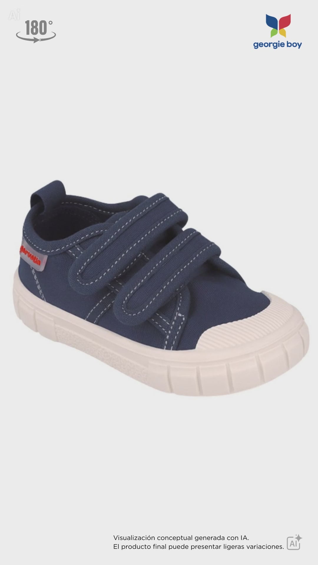 Zapato Garvalin Lona Dos Velcros Azules para Niño