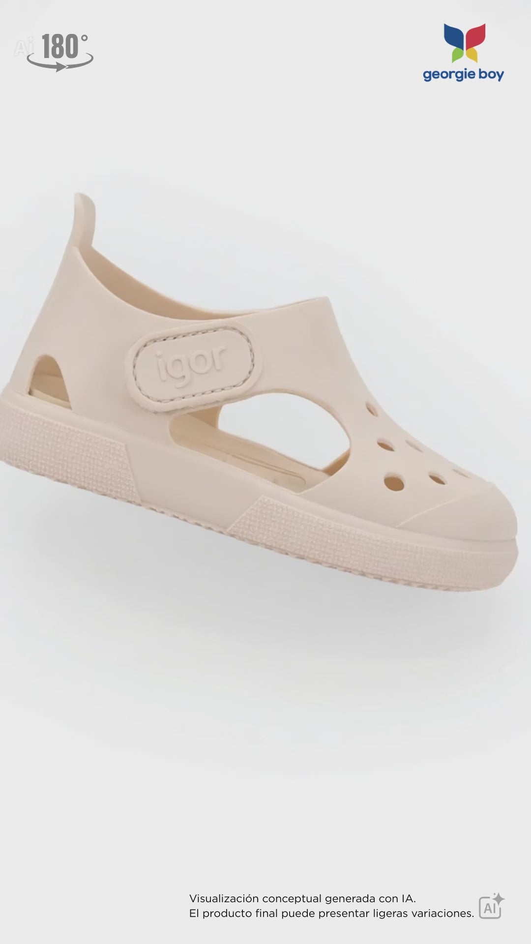 Sandalia Igor Sport Con Velcro Marfil para Niña
