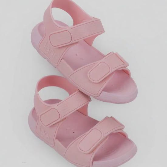 Sandalia Igor Con Dos Velcros Rosa para Niña