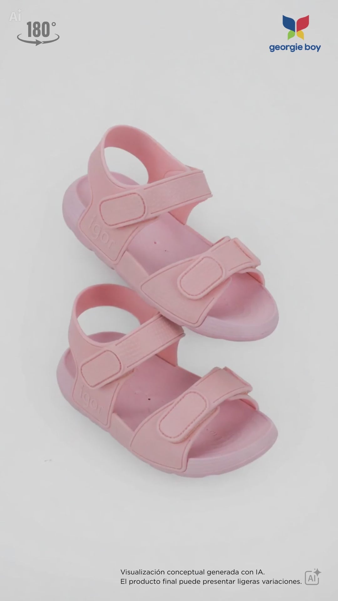 Sandalia Igor Con Dos Velcros Rosa para Niña