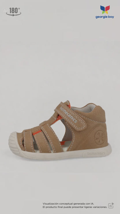 Sandalia Biomecanics Natural con Velcro y Tiras para Bebé