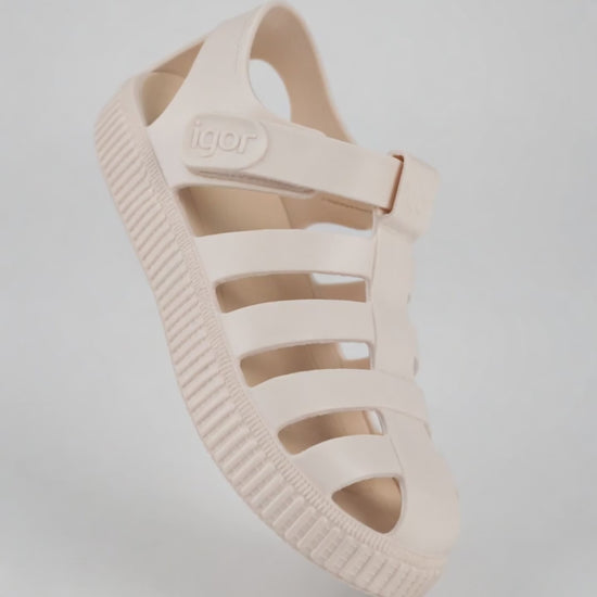 Sandalia Igor Suela Deportiva Con Velcro Marfil para Niña