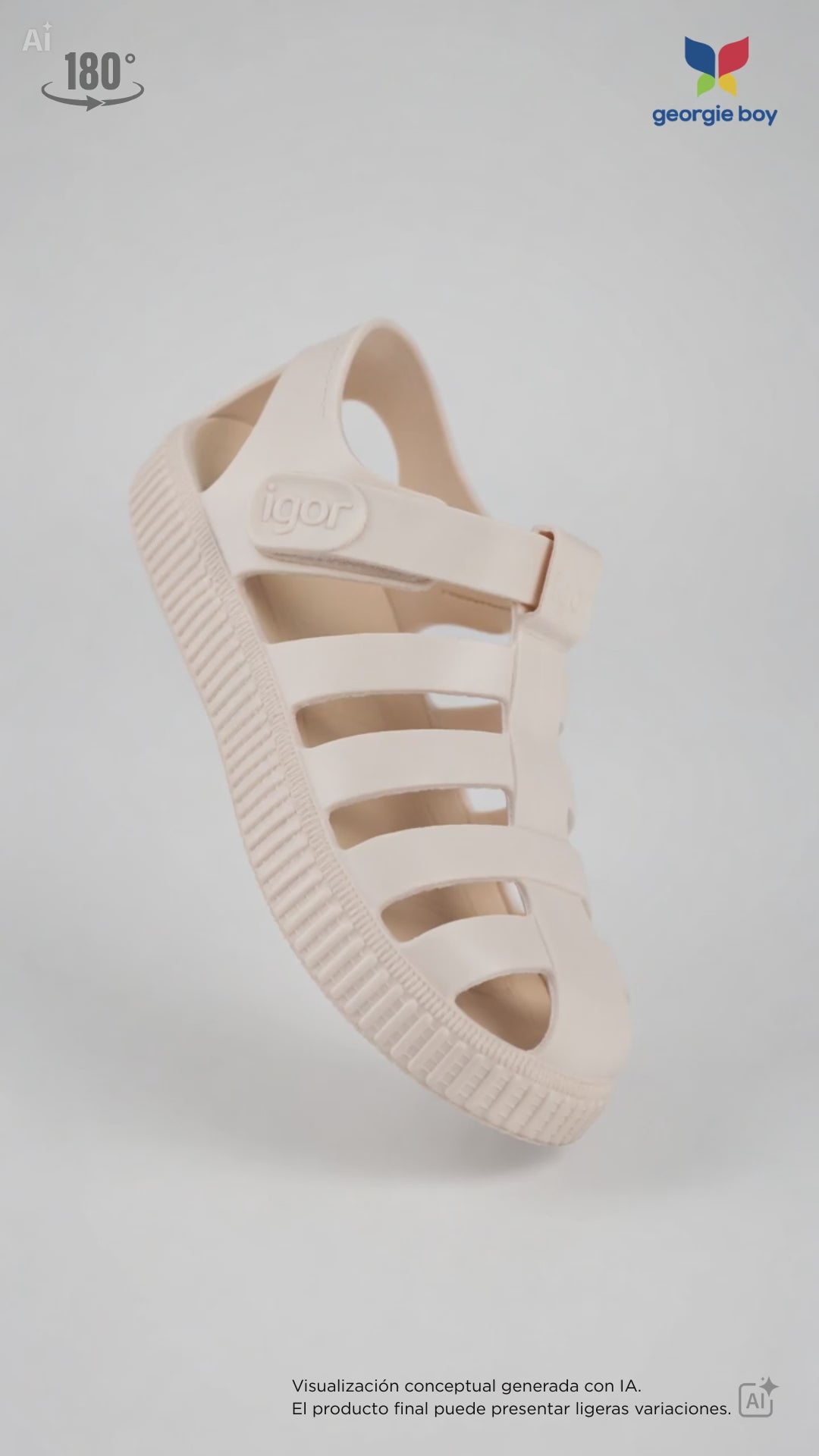 Sandalia Igor Suela Deportiva Con Velcro Marfil para Niña