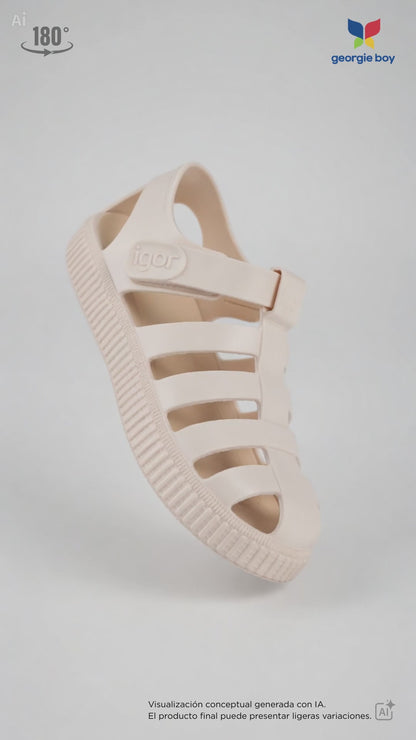 Sandalia Igor Suela Deportiva Con Velcro Marfil para Niña