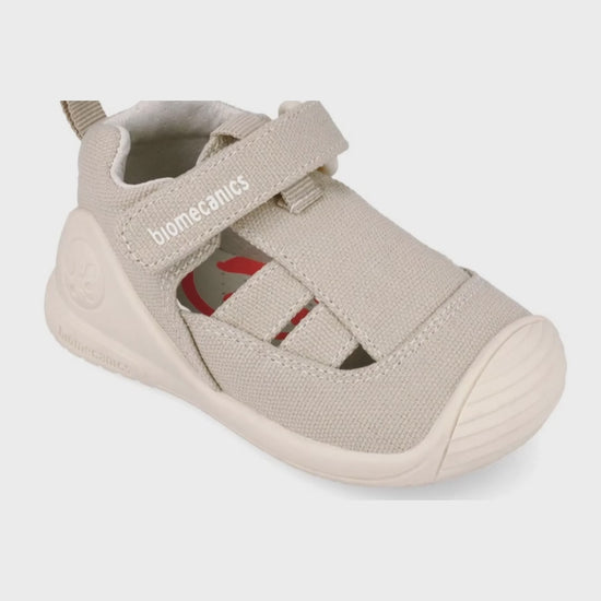 Sandalia Biomecanics Beige-Claro con Velcro y Pique para Bebé