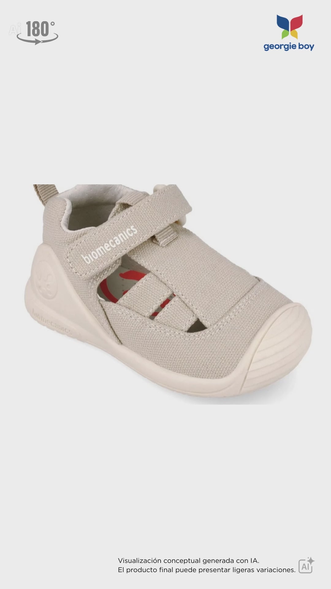 Sandalia Biomecanics Beige-Claro con Velcro y Pique para Bebé