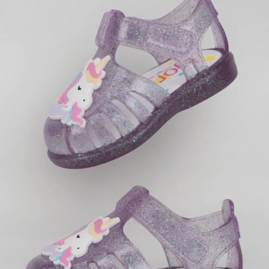Sandalia Igor Unicornio Con Velcro Malvas para Niña