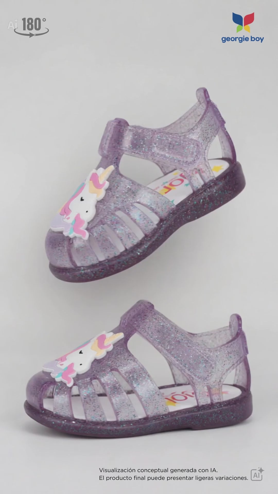 Sandalia Igor Unicornio Con Velcro Malvas para Niña