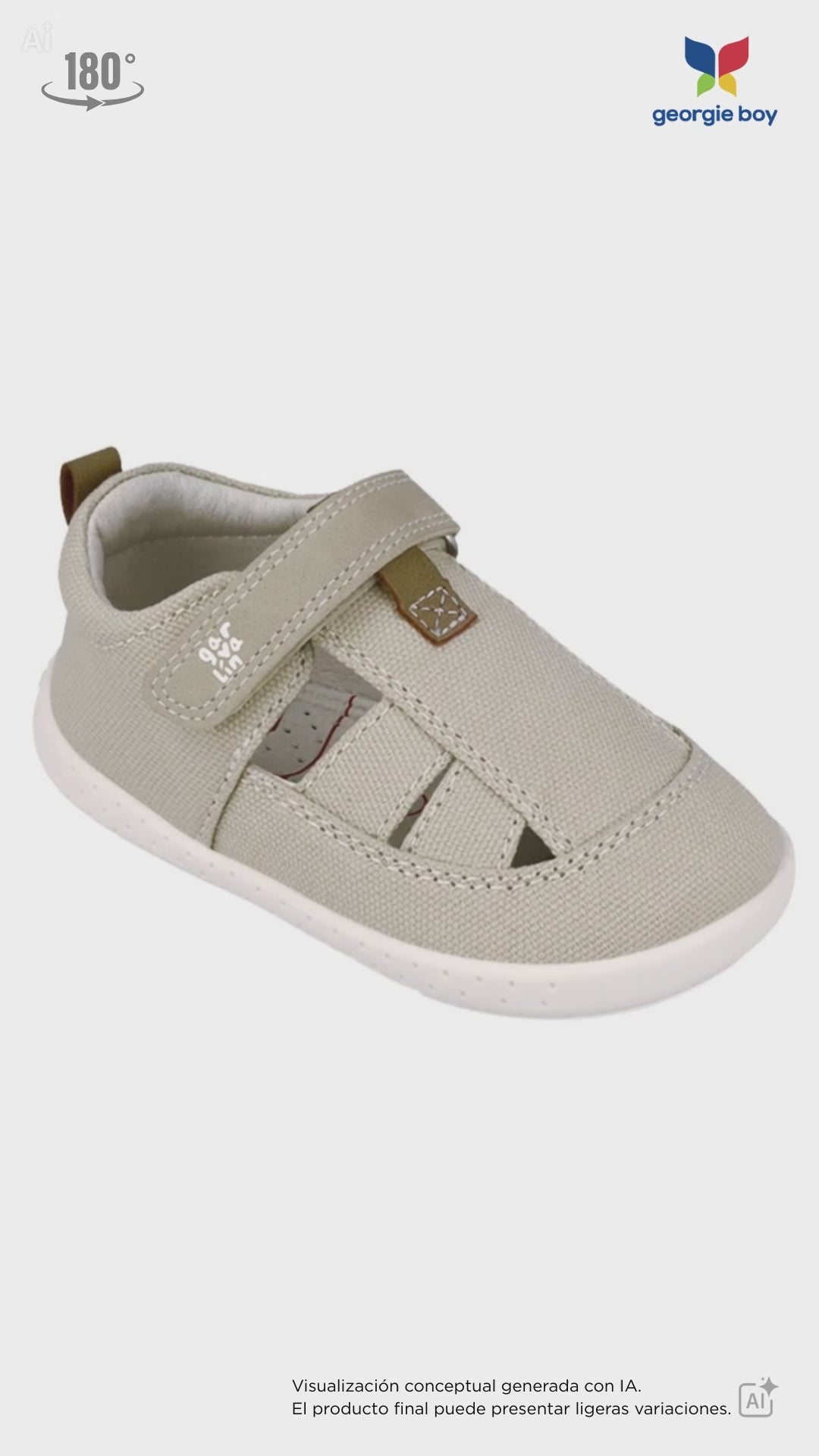 Sandalia Barefoot Garvalin Lona Beige para Niño