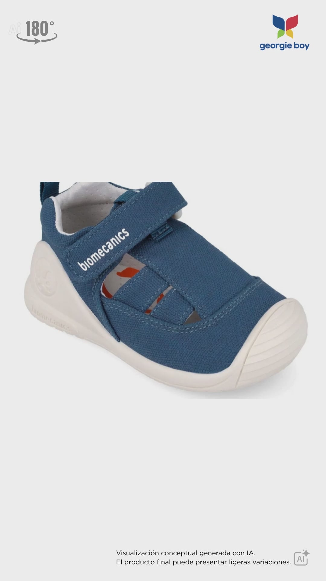 Sandalia Biomecanics Petrol con Velcro y Pique para Bebé