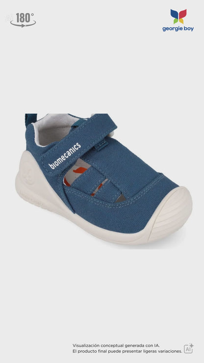 Sandalia Biomecanics Petrol con Velcro y Pique para Bebé