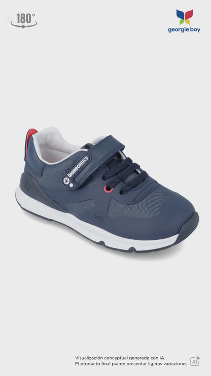 Zapato Deportivo Biomecanics Ocean con Velcro/Resorte para Niño
