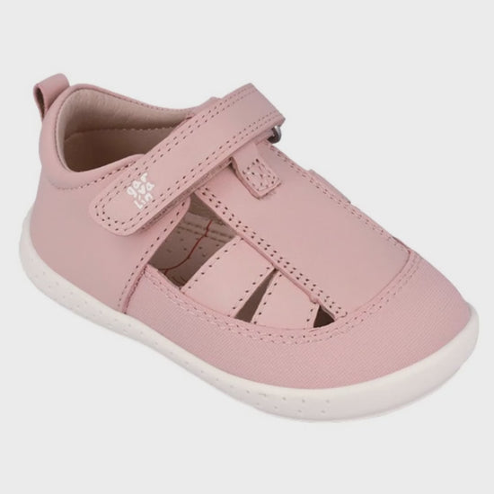 Sandalia Barefoot Garvalin Con Velcro Rosas para Niña