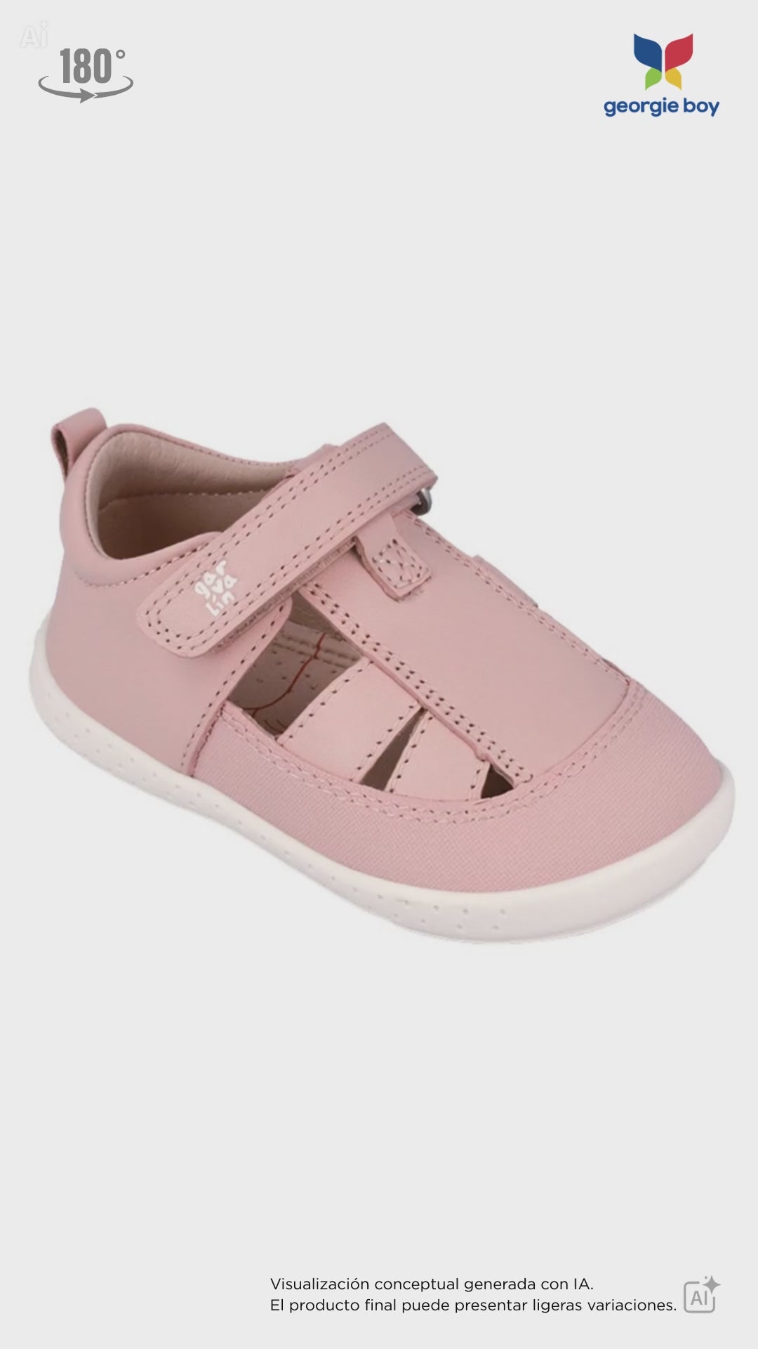 Sandalia Barefoot Garvalin Con Velcro Rosas para Niña