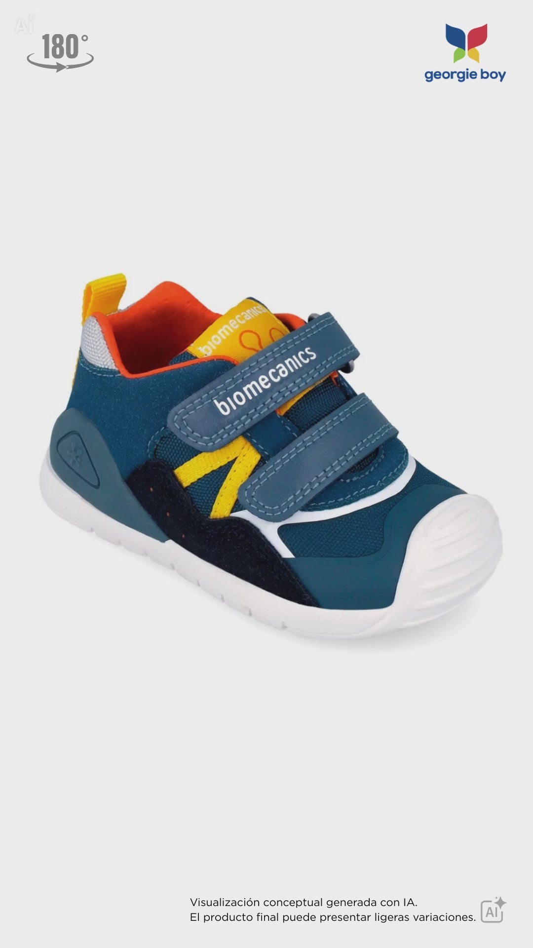 Zapato Biomecanics Petrol con Dos Velcros V para Bebé